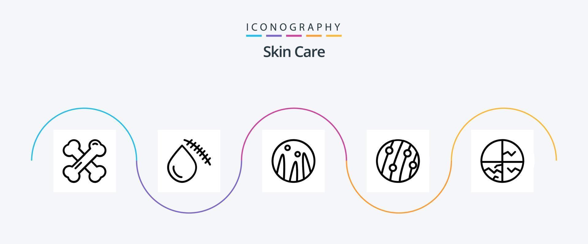 hud linje 5 ikon packa Inklusive torr hud. skalp sjukdom. sår. skalp mjäll. mjäll vektor