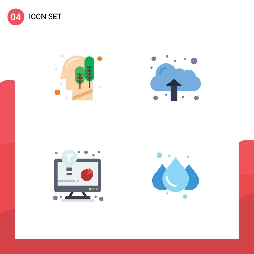 grupp av 4 platt ikoner tecken och symboler för ekologi företag Rapportera logisk ladda upp regn redigerbar vektor design element