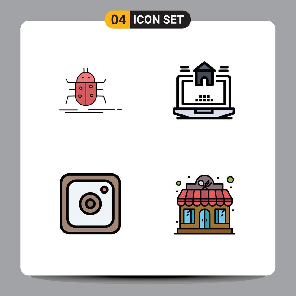 Lager Vektor Symbol Pack von 4 Linie Zeichen und Symbole zum Fehler instagram testen Zuhause Sozial editierbar Vektor Design Elemente