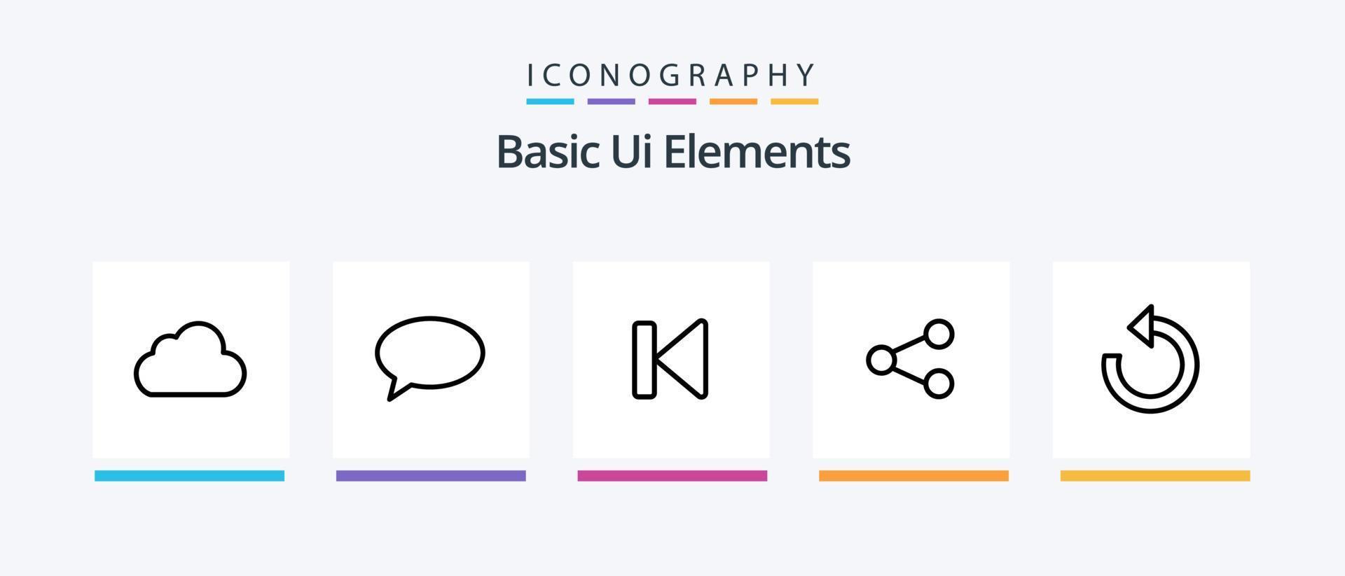 Basic ui Elemente Linie 5 Symbol Pack einschließlich Signal. W-lan. Pfeil. Post. chatten. kreativ Symbole Design vektor