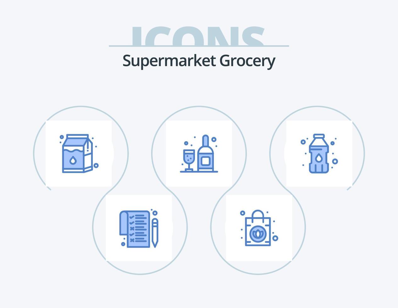 matvaror blå ikon packa 5 ikon design. . . pak. plast behållare. flaska vektor