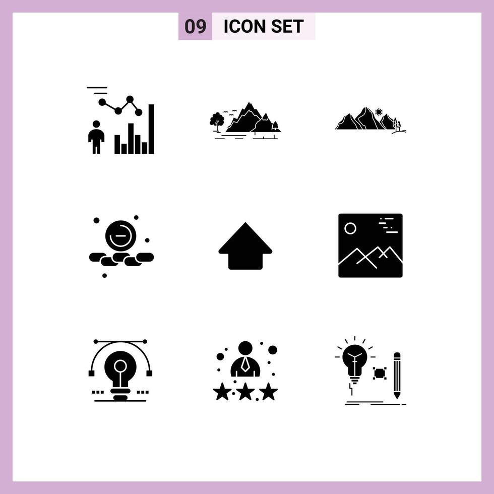 uppsättning av 9 modern ui ikoner symboler tecken för mindre mindre berg scen natur redigerbar vektor design element