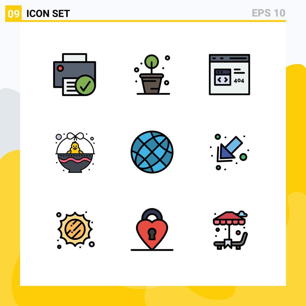 9 universell fylld linje platt Färg tecken symboler av bebis kyckling påsk app vagn utveckling redigerbar vektor design element