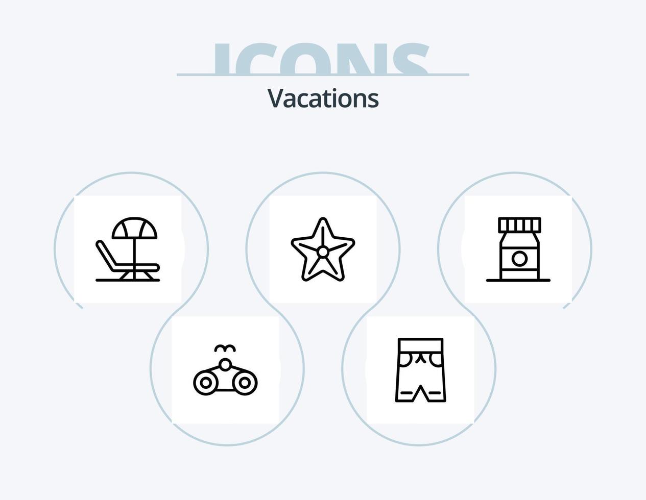 semester linje ikon packa 5 ikon design. . flyga. sand. ballong. plånbok vektor