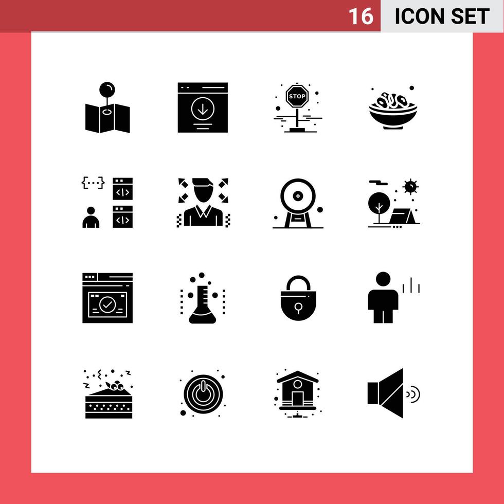 universell ikon symboler grupp av 16 modern fast glyfer av kodning app resa ramadan islam redigerbar vektor design element