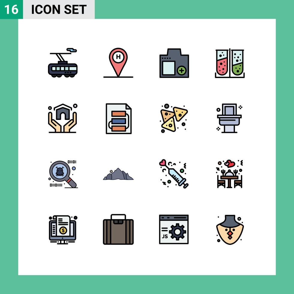 uppsättning av 16 modern ui ikoner symboler tecken för egendom labb testa kamera kemisk fotografera redigerbar kreativ vektor design element