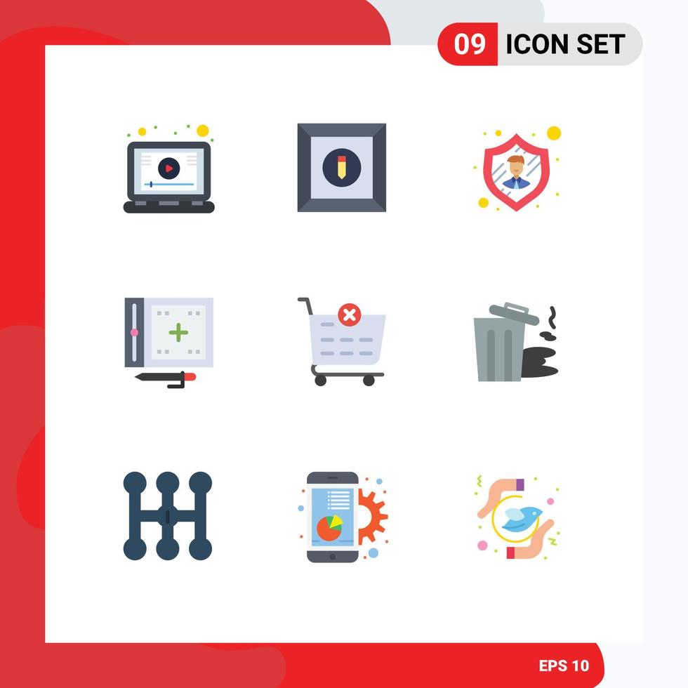 9 thematisch Vektor eben Farben und editierbar Symbole von Einkaufen Wagen Auschecken Sicherheit Programmierung Entwicklung editierbar Vektor Design Elemente