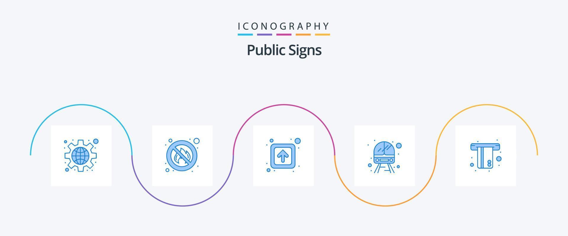offentlig tecken blå 5 ikon packa Inklusive kort. fordon. pil. tåg. offentlig vektor
