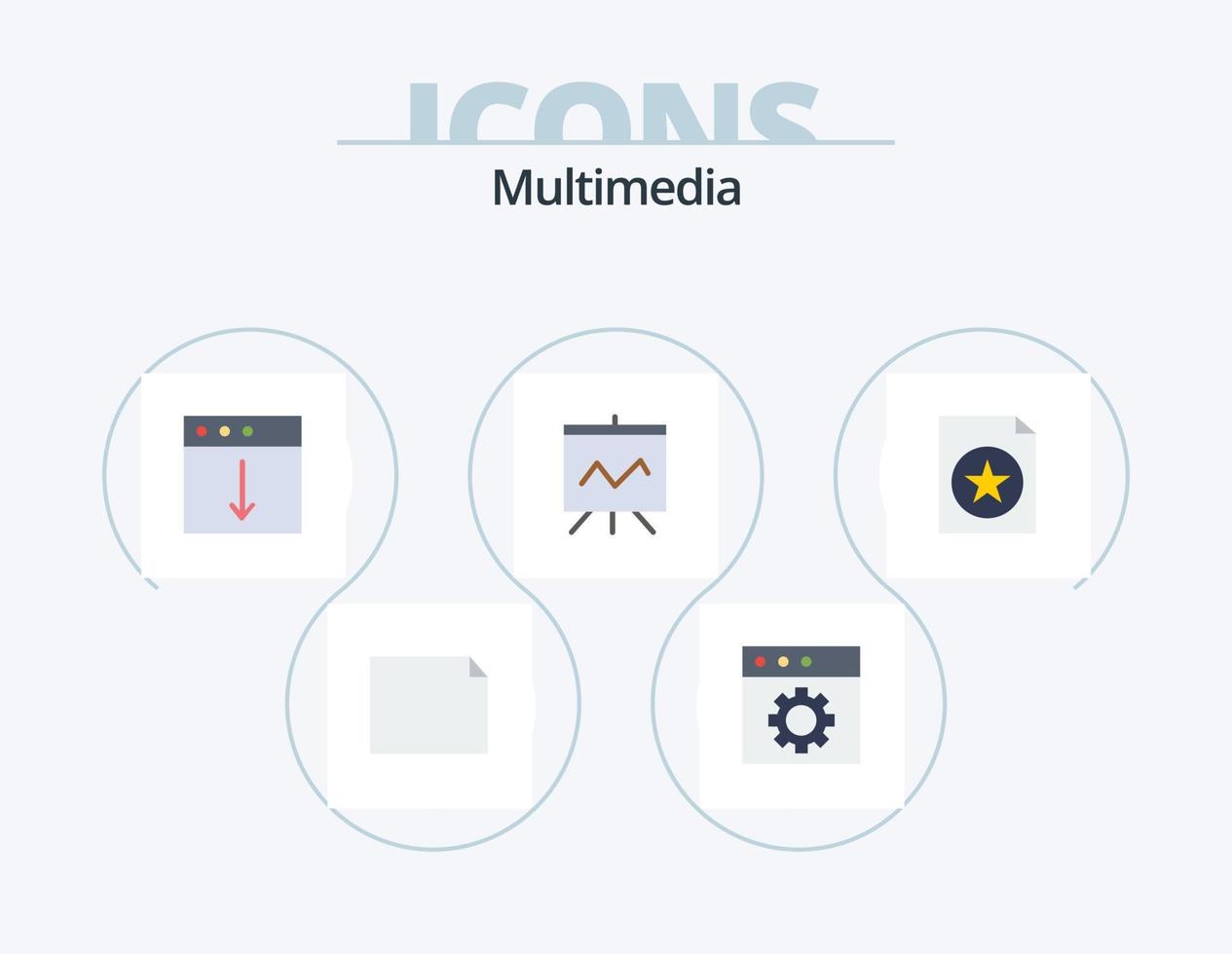 multimedia platt ikon packa 5 ikon design. . fil. exportera. favorit. presentation vektor