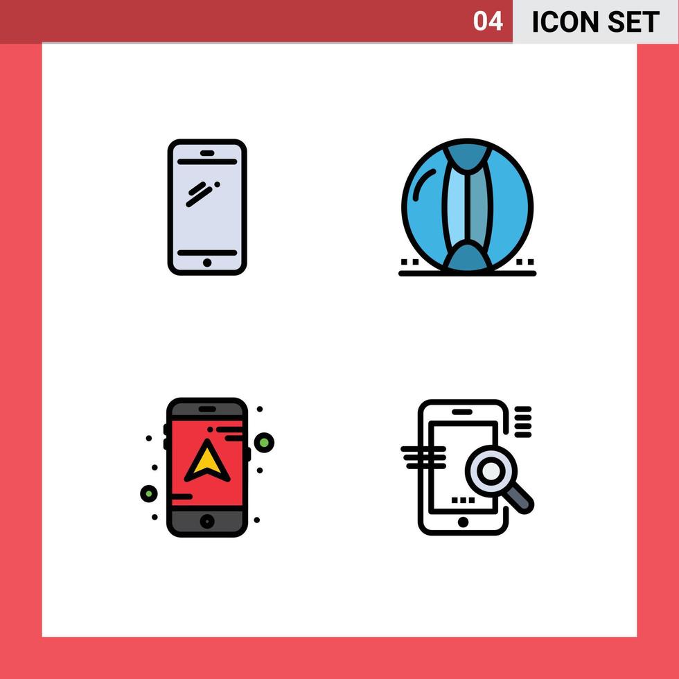 universell ikon symboler grupp av 4 modern fylld linje platt färger av telefon sommar android strand mobil redigerbar vektor design element