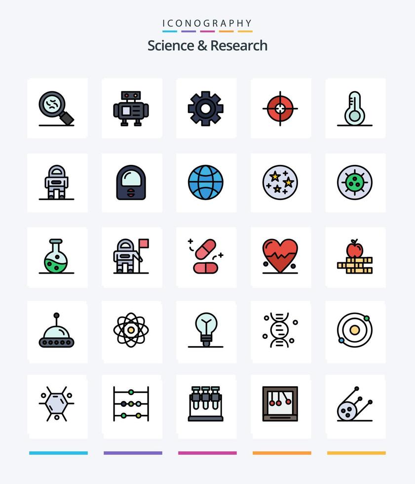 kreativ Wissenschaft 25 Linie gefüllt Symbol Pack eine solche wie Roboter. Thermometer. Einstellung. Temperatur. Ziel vektor