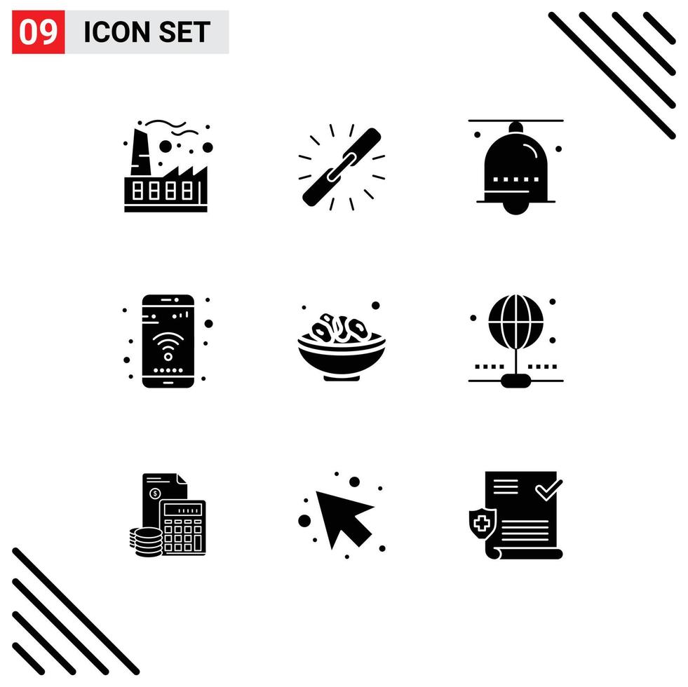 9 kreativ ikoner modern tecken och symboler av wiFi mobil webb app underrättelse redigerbar vektor design element