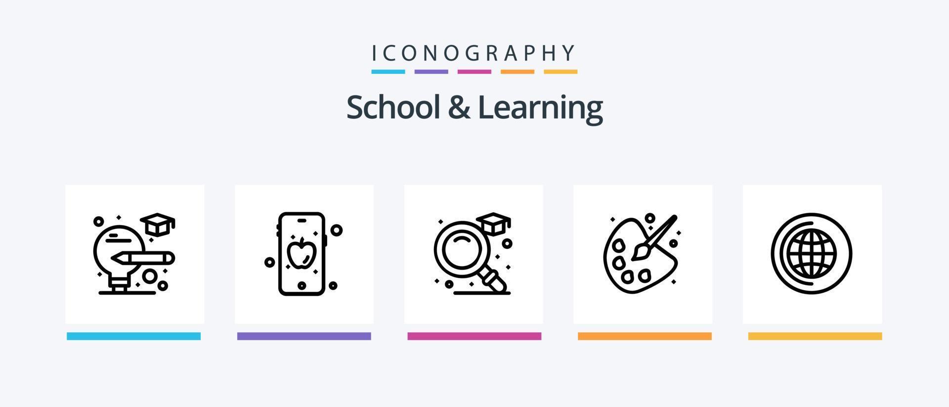 Schule und Lernen Linie 5 Symbol Pack einschließlich . Bildung. Bildung. Zeichnung. Bleistift. kreativ Symbole Design vektor