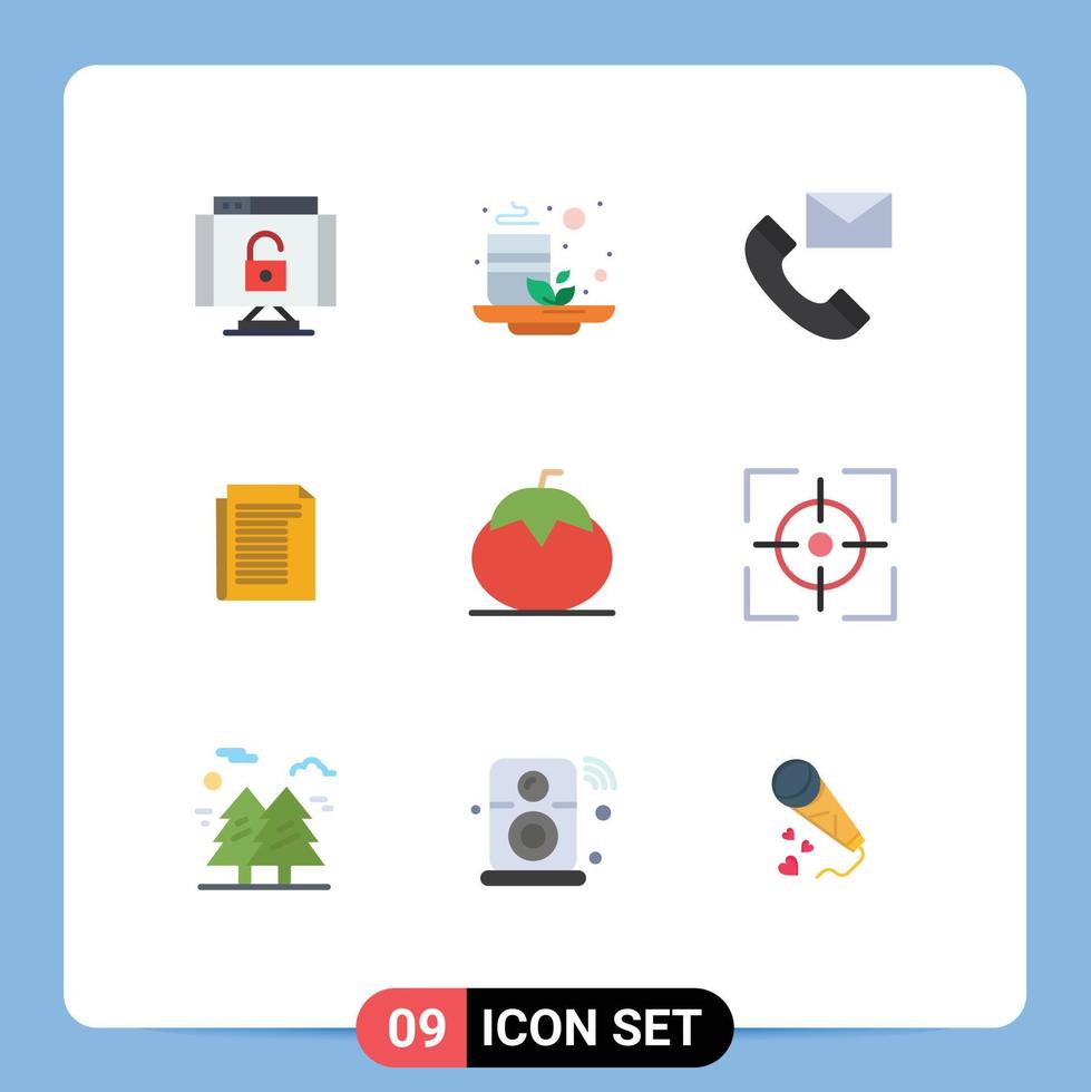 9 tematiska vektor platt färger och redigerbar symboler av mat Rapportera kommunikation notera info redigerbar vektor design element