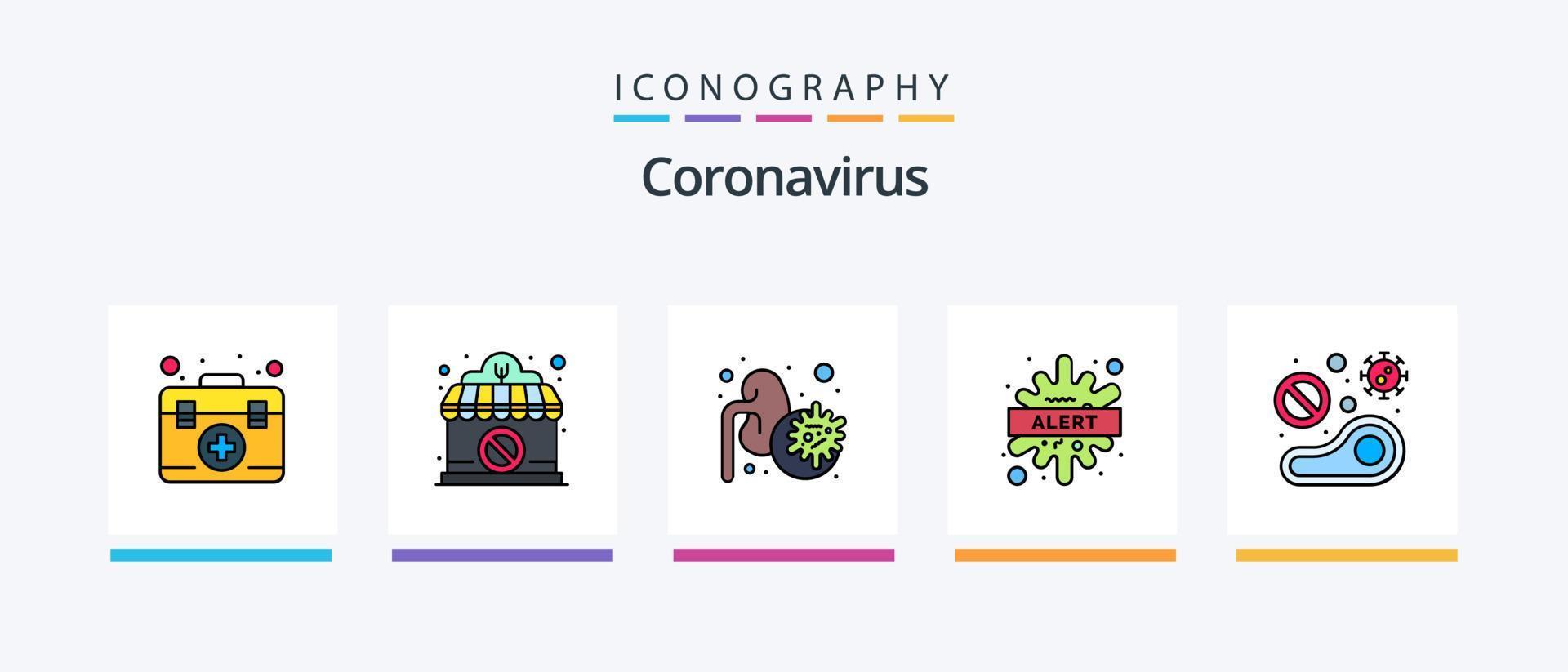 coronavirus linje fylld 5 ikon packa Inklusive covid. bakterie. medicinsk. över hela världen. säkerhet. kreativ ikoner design vektor