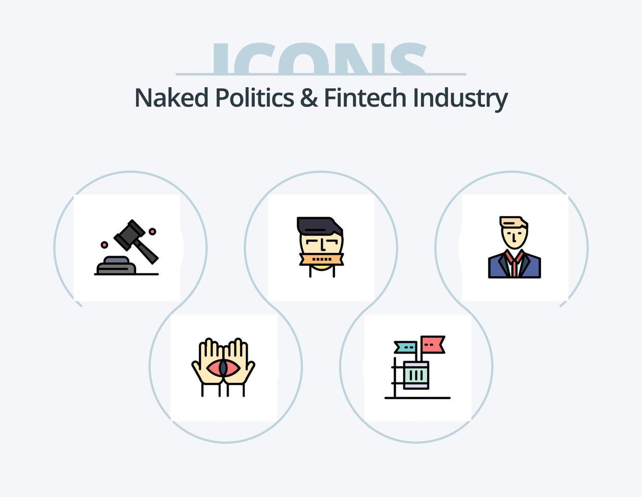 naken politik och fintech industri linje fylld ikon packa 5 ikon design. spel. pengar. matrioshka. inflytande. korruption vektor