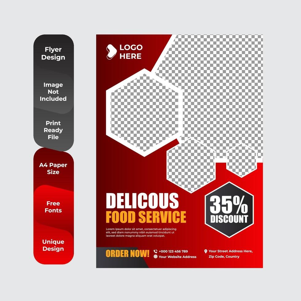 Food Delivery Flyer Broschüre Broschüre Design-Vorlage vektor