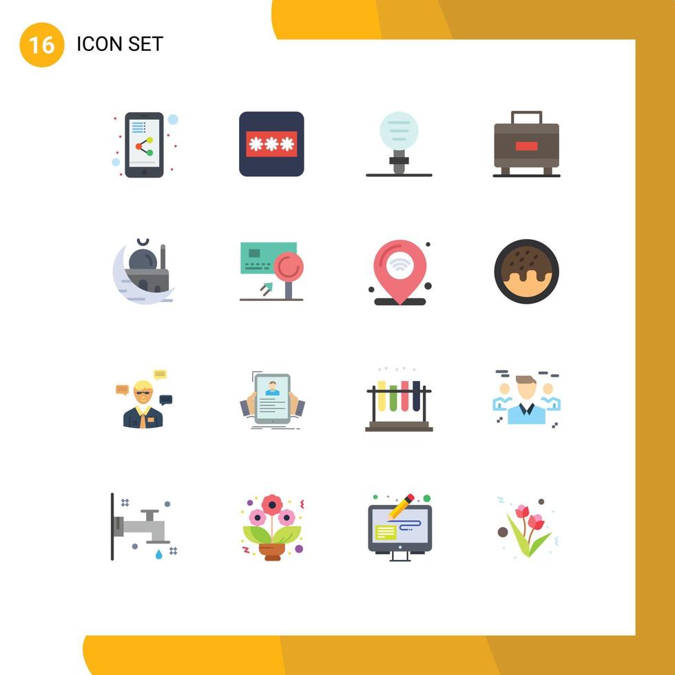 16 universell platt färger uppsättning för webb och mobil tillämpningar moské islam experimentera halvmåne resväska redigerbar packa av kreativ vektor design element