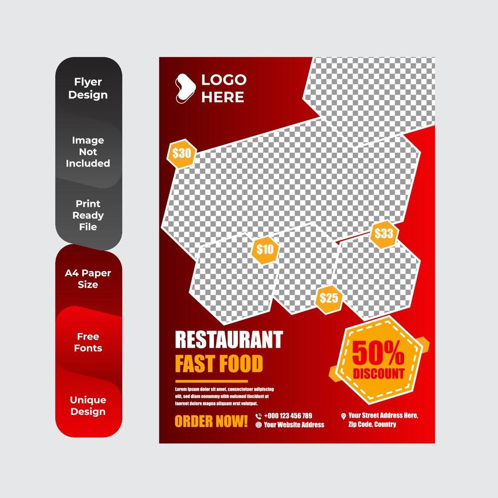 Food Delivery Flyer Broschüre Broschüre Design-Vorlage vektor