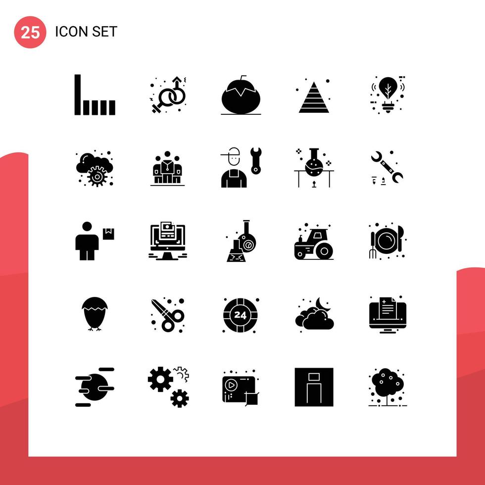 Lager Vektor Symbol Pack von 25 Linie Zeichen und Symbole zum Öko Pyramide Obst Marketing Geschäft editierbar Vektor Design Elemente