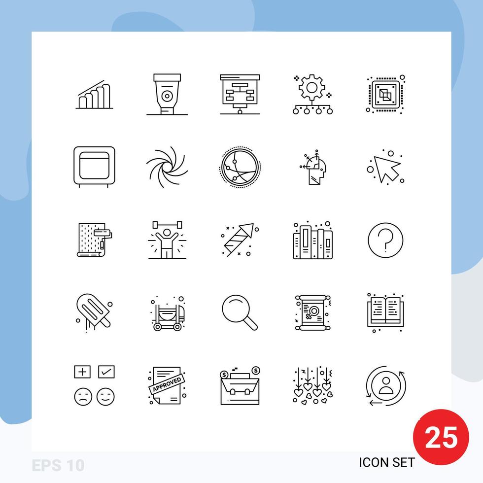 Piktogramm einstellen von 25 einfach Linien von zentral Arbeit Verwaltung Diagramm Mannschaft Performance Behörde Verantwortung editierbar Vektor Design Elemente