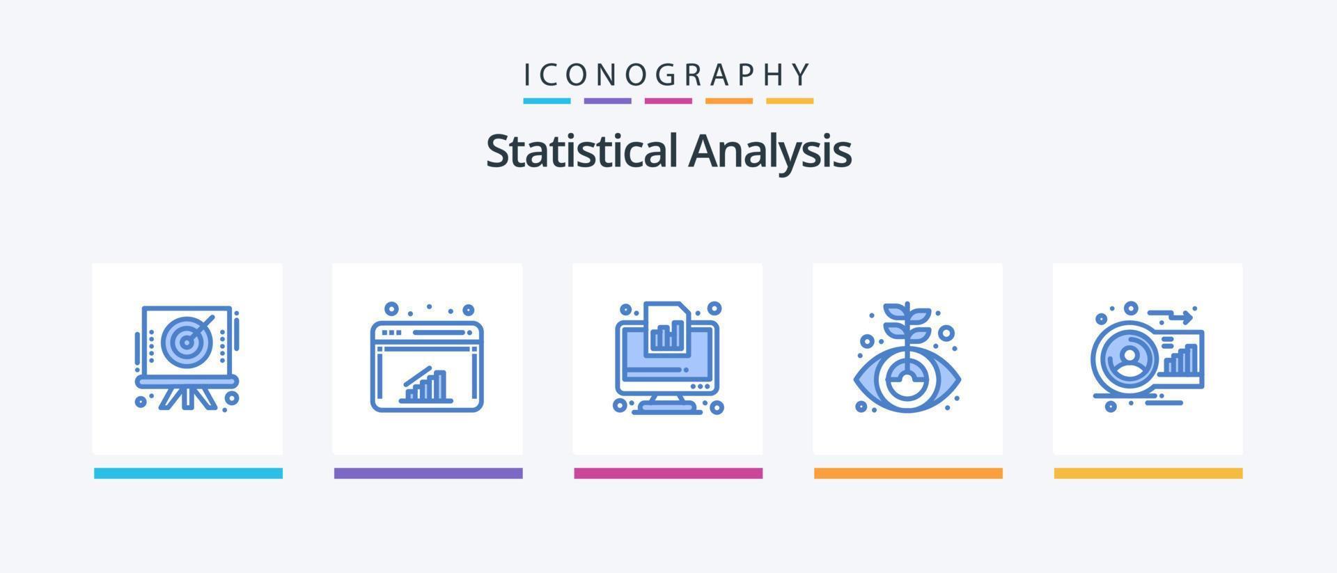statistisk analys blå 5 ikon packa Inklusive analys. tillväxt. företag. finansiera. Rapportera. kreativ ikoner design vektor