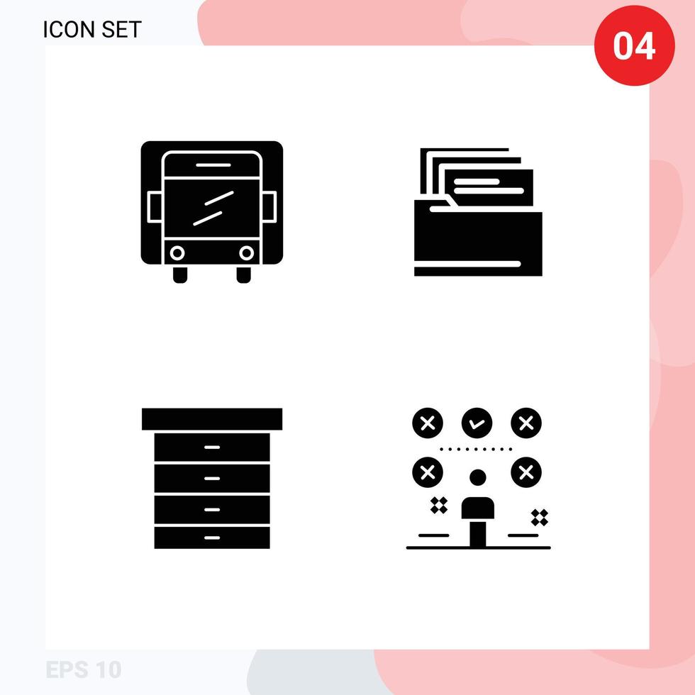 Benutzer Schnittstelle Pack von 4 Basic solide Glyphen von Lieferung Checkliste Mappe Dekor Mann editierbar Vektor Design Elemente