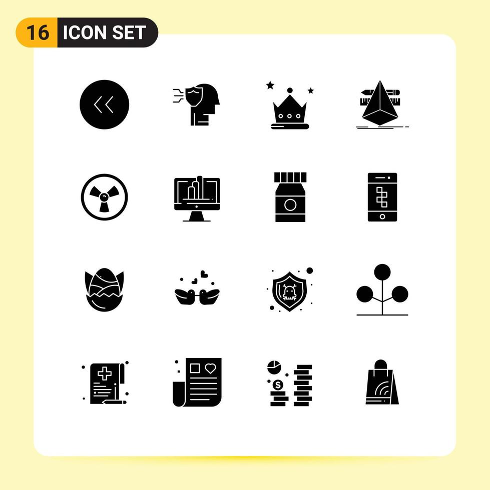 16 Universal- solide Glyphe Zeichen Symbole von Chemiker Werkzeuge Leistung skizzieren Design editierbar Vektor Design Elemente