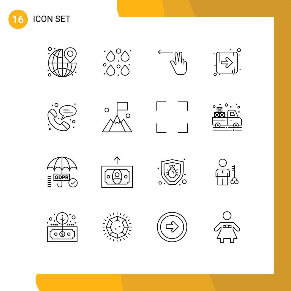 einstellen von 16 modern ui Symbole Symbole Zeichen zum Telefon richtig bearbeiten Richtung links editierbar Vektor Design Elemente