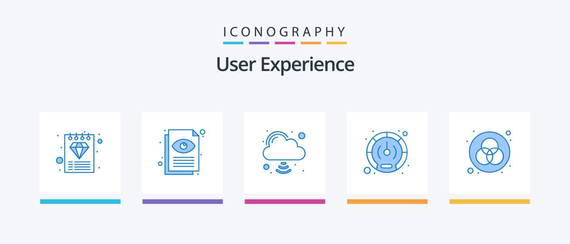 Benutzer Erfahrung Blau 5 Symbol Pack einschließlich Farbe. ux. Wolke Internet. Benutzer. Leistung. kreativ Symbole Design vektor