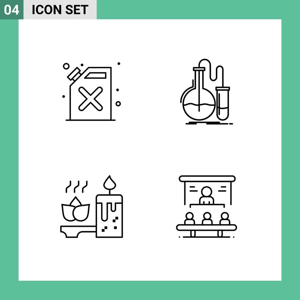 packa av 4 kreativ fylld linje platt färger av tunna ljus analys forskning spa redigerbar vektor design element