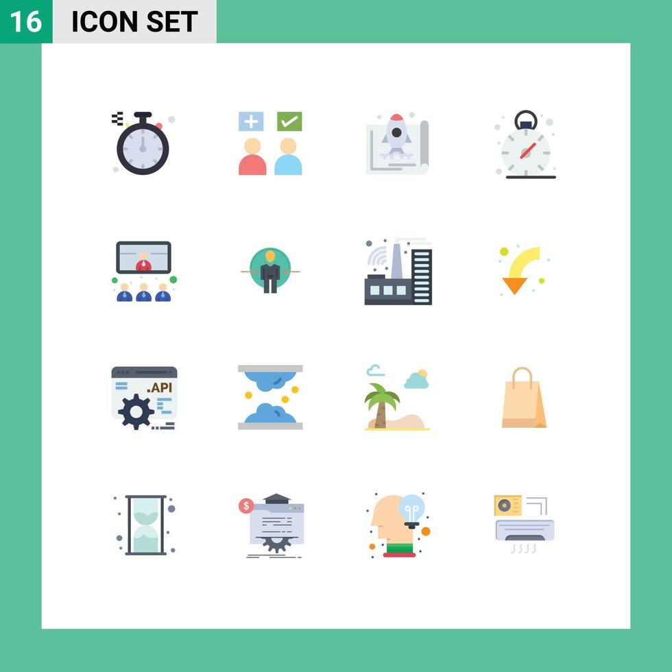 einstellen von 16 Vektor eben Farben auf Gitter zum Konferenz Zeit Unternehmer Verwaltung fördern editierbar Pack von kreativ Vektor Design Elemente