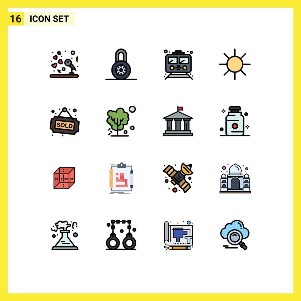 16 tematiska vektor platt Färg fylld rader och redigerbar symboler av fast egendom märka offentlig stråle cirkel redigerbar kreativ vektor design element
