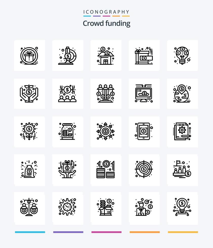kreativ Crowdfunding 25 Gliederung Symbol Pack eine solche wie profitieren. belohnen. Geschäft. gegenwärtig. Leistung vektor