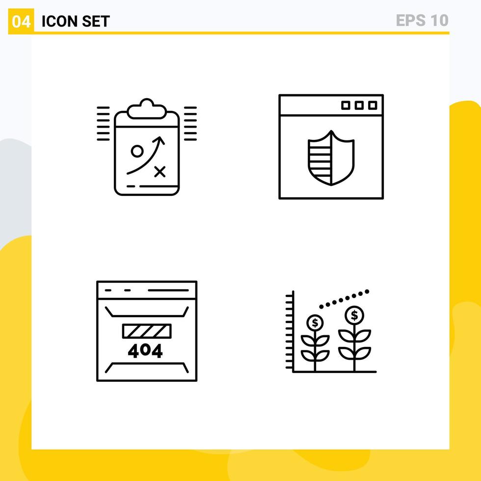 linje packa av 4 universell symboler av Urklipp utveckla taktik säkra fel redigerbar vektor design element