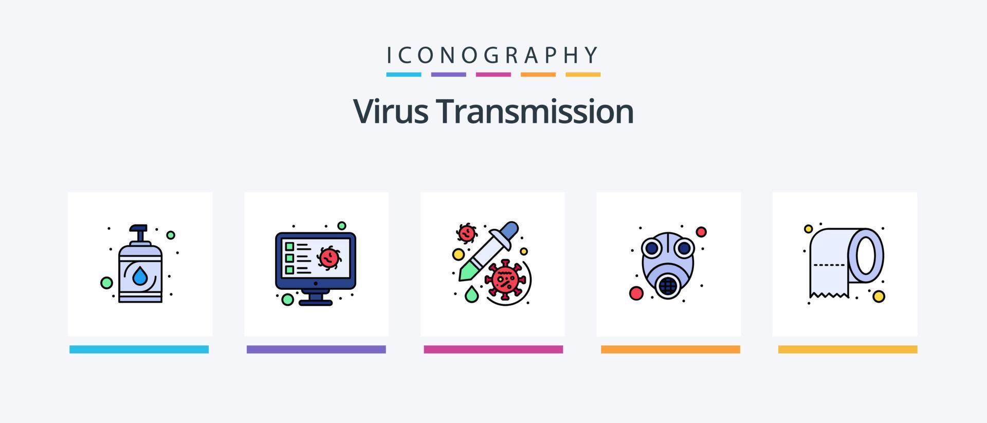 Virus Getriebe Linie gefüllt 5 Symbol Pack einschließlich Gas. Sicherheit. Bakterien. medizinisch. Gesicht. kreativ Symbole Design vektor