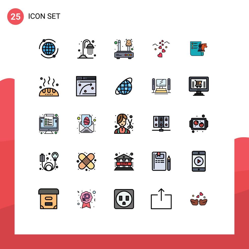 uppsättning av 25 modern ui ikoner symboler tecken för strategi schack förlorat bröllop kärlek redigerbar vektor design element