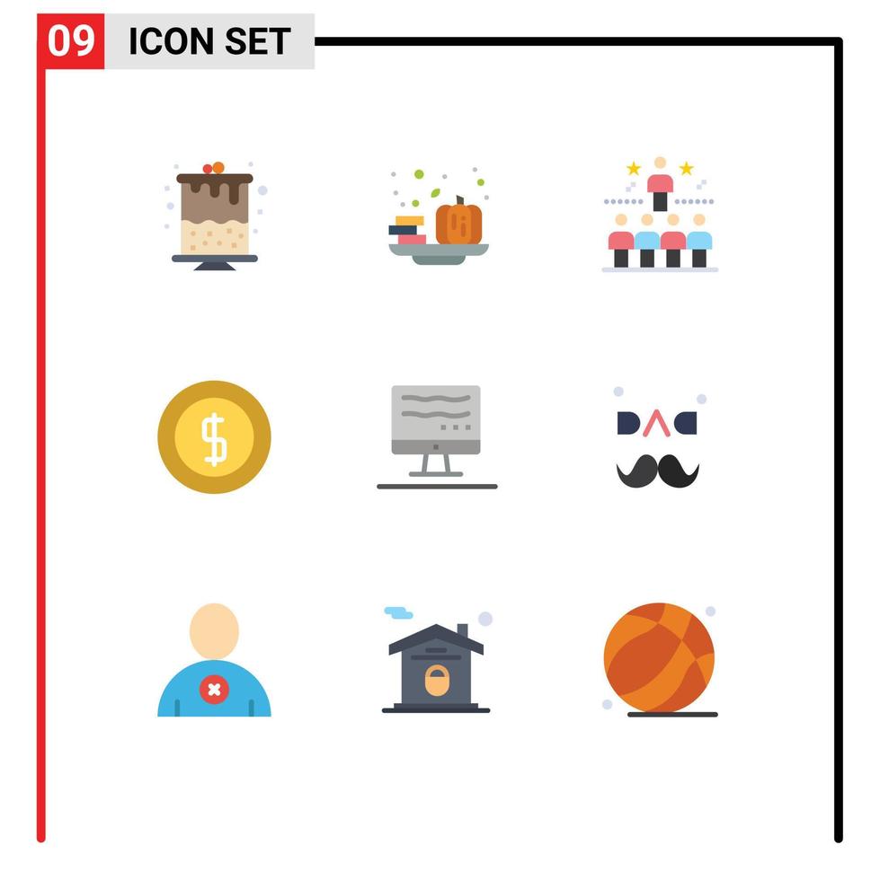 einstellen von 9 kommerziell eben Farben Pack zum online Geld Erfolg E-Commerce Kasse editierbar Vektor Design Elemente