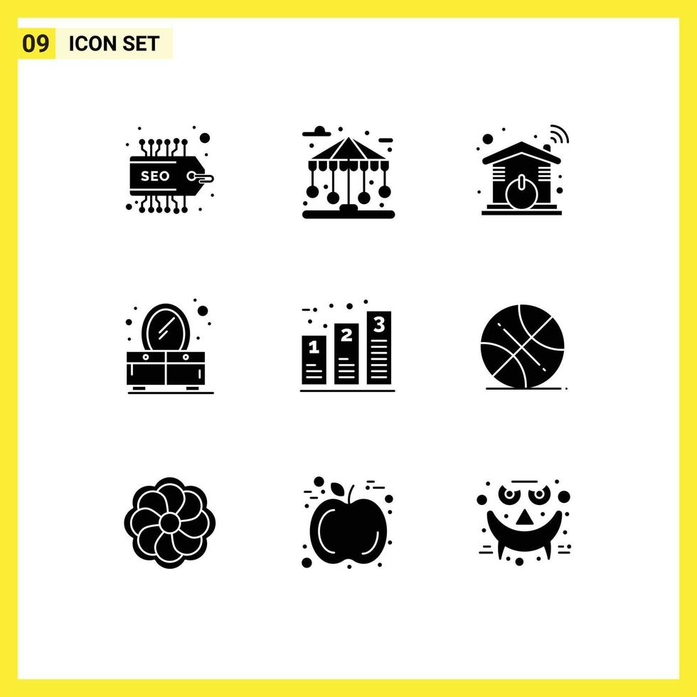 9 kreativ Symbole modern Zeichen und Symbole von wird bearbeitet Diagramm Zuhause Bar Kommode editierbar Vektor Design Elemente