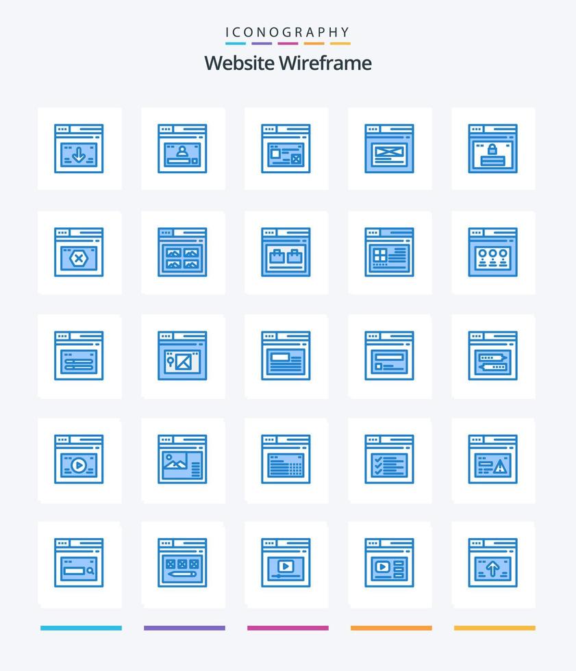 kreativ hemsida trådmodell 25 blå ikon packa sådan som webb. internet. hemsida. design. webb vektor