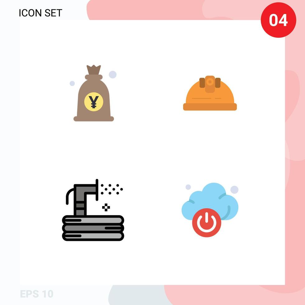 4 användare gränssnitt platt ikon packa av modern tecken och symboler av yen spola pengar ingenjör slang redigerbar vektor design element