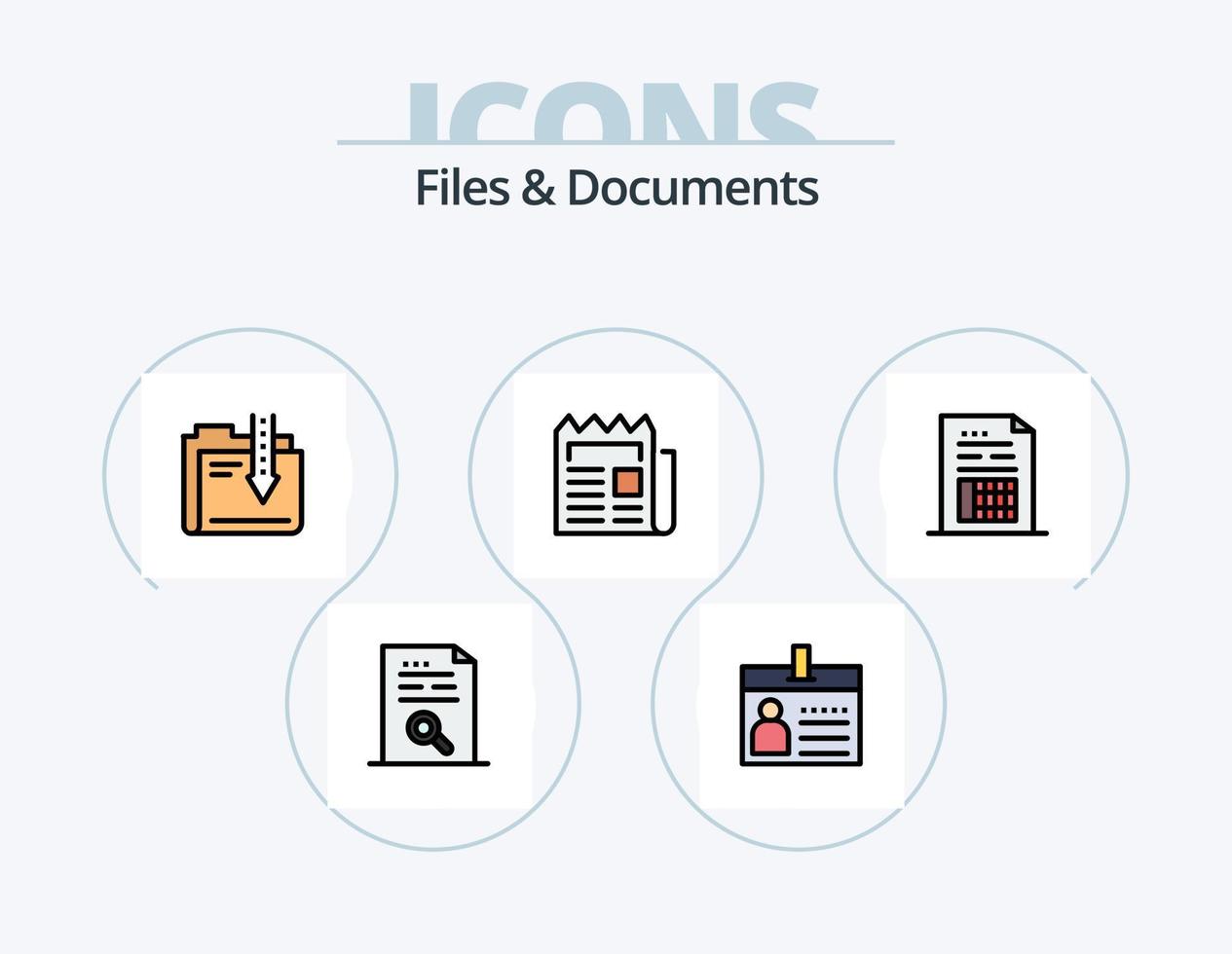 filer och dokument linje fylld ikon packa 5 ikon design. dokumentera. data. betalning. fil. databas vektor