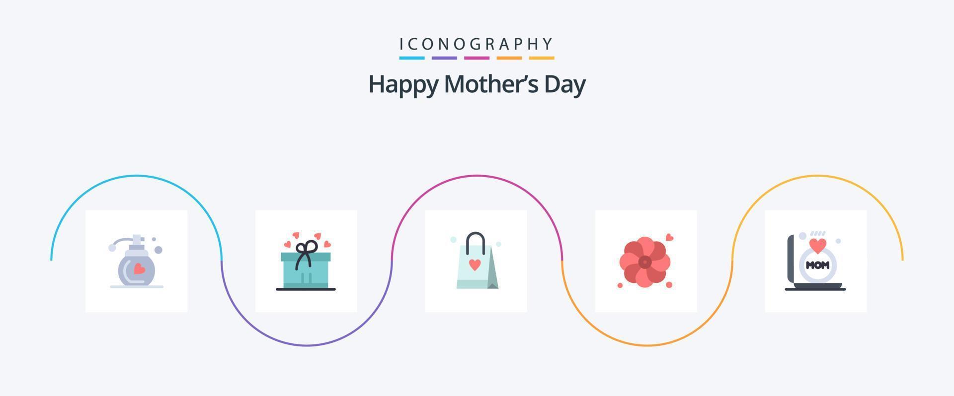 glücklich Mütter Tag eben 5 Symbol Pack einschließlich . Mutter. Liebe. Mama. Ring vektor