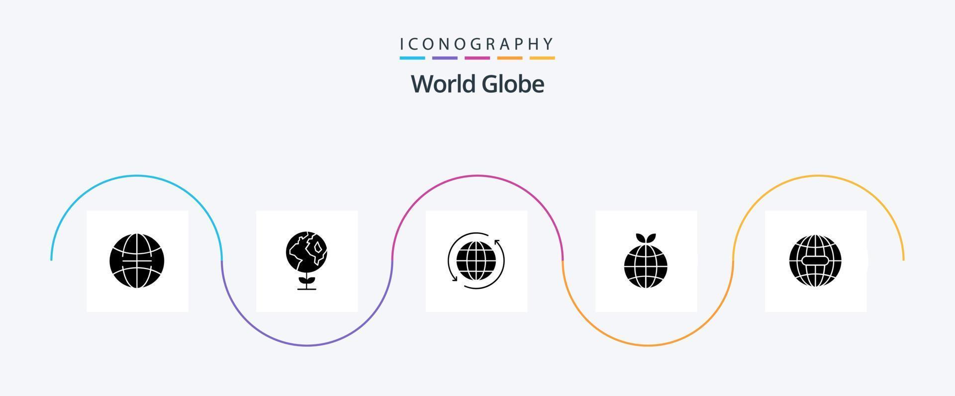 klot glyf 5 ikon packa Inklusive internet. global. internet. jorden. ekologi vektor
