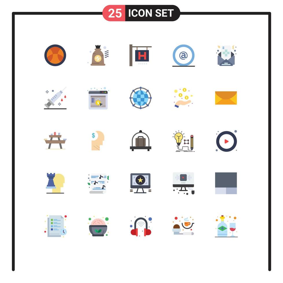 25 Universal- eben Farbe Zeichen Symbole von medizinisch Botschaft Adresse Brief Mail editierbar Vektor Design Elemente