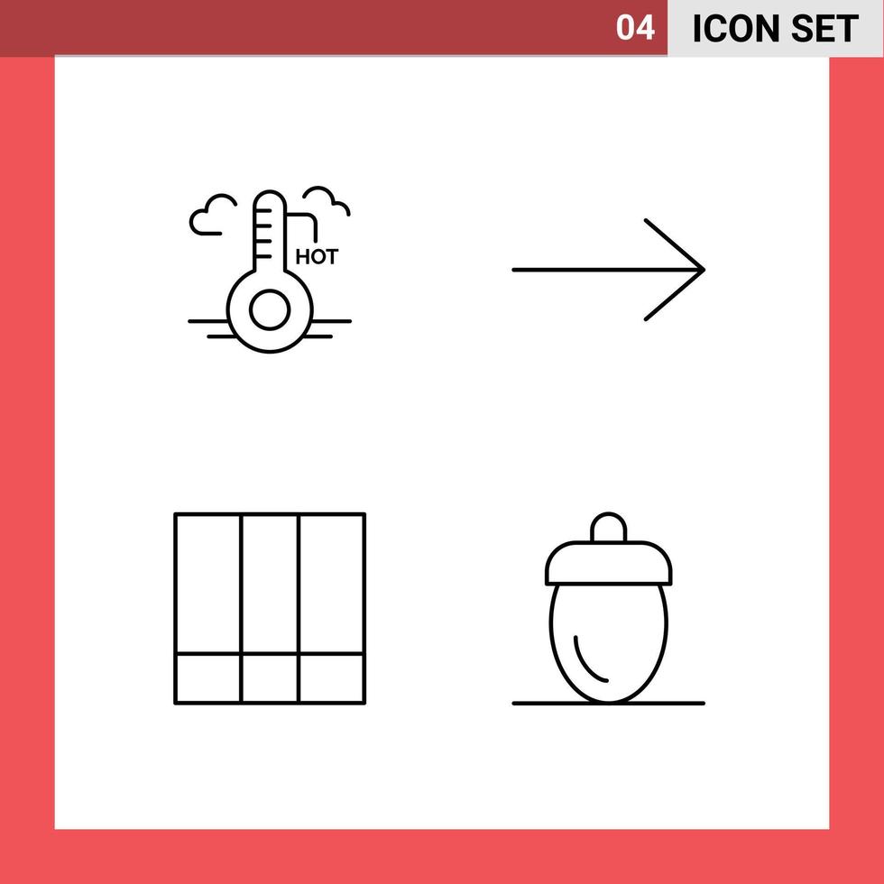 packa av 4 modern fylld linje platt färger tecken och symboler för webb skriva ut media sådan som temperatur rader uppdatering rutnät jordbrukare redigerbar vektor design element