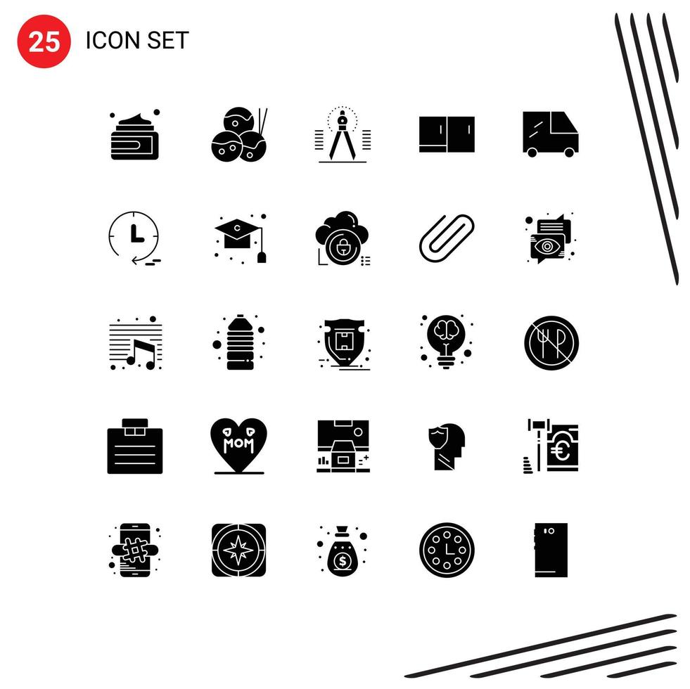 universell ikon symboler grupp av 25 modern fast glyfer av fordon Hem apparater teckning möbel skåp redigerbar vektor design element