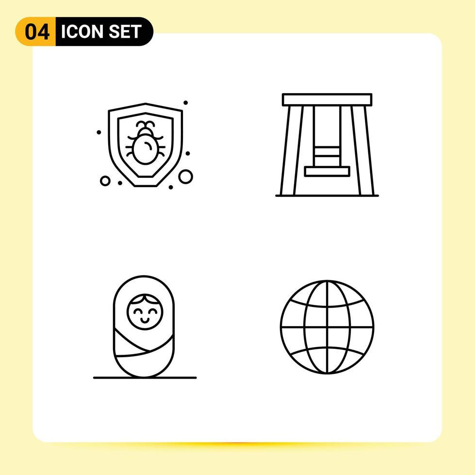 4 kreativ ikoner modern tecken och symboler av insekt klot barn bebis jord redigerbar vektor design element