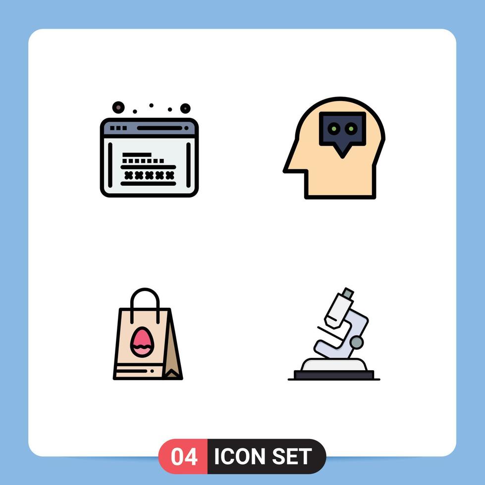 uppsättning av 4 modern ui ikoner symboler tecken för kodning väska webb aning ägg redigerbar vektor design element