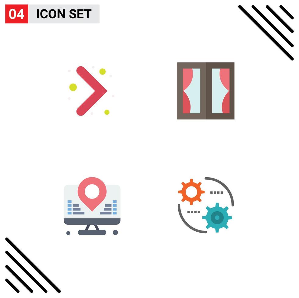 eben Symbol Pack von 4 Universal- Symbole von Pfeil Internet Gebäude Zuhause Karte editierbar Vektor Design Elemente